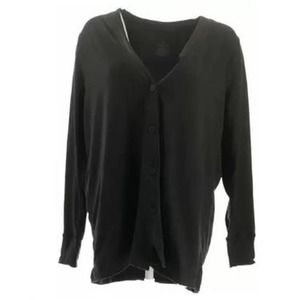 Cuddl Duds Flexwear Button Front Cardigan black XS NEW A350505